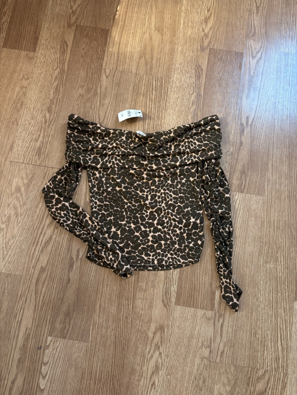 Cotton On Off-Shoulder Leopard Crop Top - Brown/Black